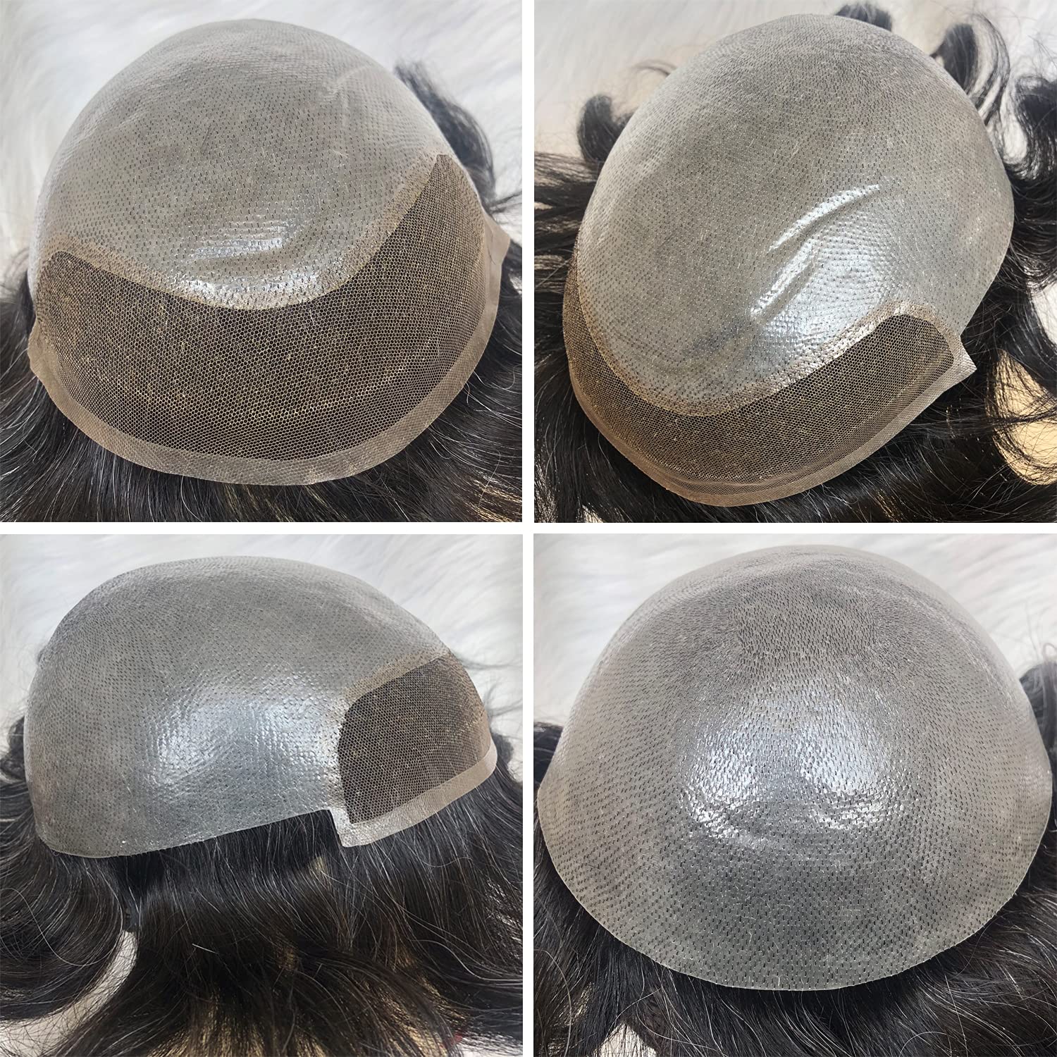 Toupee for Men 100% Human Hair Swiss Lace Front Hair Pieces PU V-looped Men's Hair Replacement System 1B Mixed 80% Grey Hair - Image 25