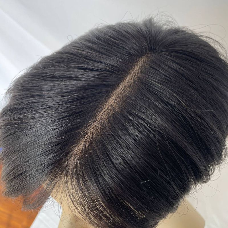 Pwigs Toupee for Men 100%Human Hair Toupee Swiss Lace Toupee For Men With NPU Around Clip In Hair System Toupee 1B Color Hair Piece European Human Hair Men Toupee Natural Hairline Hair System Hair Men Wigs - Image 7