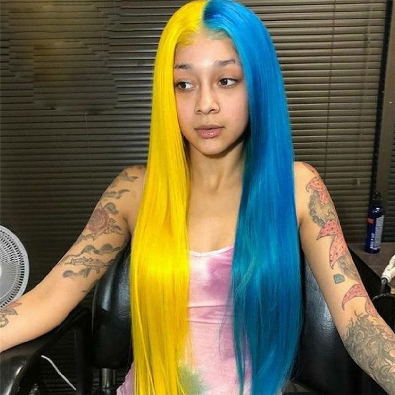 Straight Blonde Colored Red Lace Front Human Hair Wigs For Women Yellow Blue Lace Front Wig Brazilian Remy Grey Human Hair Wig - Image 3