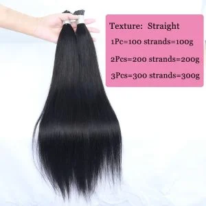 Alternative view of Straight I Tip Microlinks Hair Extension Human Hair Brazilian Virgin Hair Bulk I Tip Hair Extensions For Black Women Pwigs