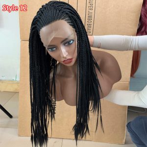 24 Inches 99J Red Wig Synthetic Braids Wigs 13X6 Lace Front Wig Middle Part Wig Parted Loc Braided Wigs With Curly Ends For Women - Image 15