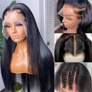 13*6 Hd Transparent Straight Lace Front Wig Human Hair Glueless Clear Wig For Sale - Image 6