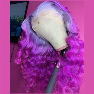 Peruvian Hair Purple Ombre Color Lace Front Fashion Wig