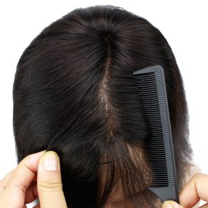 8x6" Men's Hairpiece Human Hair Toupee Wig Super Thin Skin Hair Replacement 130% Density Mono Base (color 1B) - Image 3