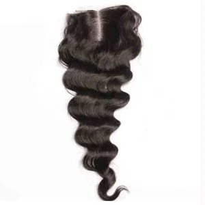 Alternative view of 4x4 HD Closure Pieces Loose Wave Cambodian Remy Human Hair Middle Part Lace Closure 4x4 inches Natural Color