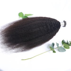 Alternative view of Malaysian Afro Kinky Curly Cuticle Aligned Hair I  Tip Hair Extensions