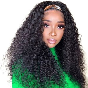 Headband Wig Deep Wave 18 inch Human Hair Wigs None Lace Front Wigs Virgin Hair Machine Made Wigs curly hair Headband for Black Women - Image 5