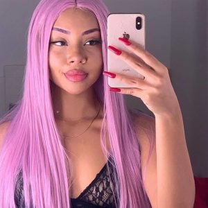 Alternative view of Purple Burgundy Lace Front Wig Straight Indian Remy Hair Pink Ombre Blonde Highlgiht Wig Transparent Lace Wigs For Women 150%