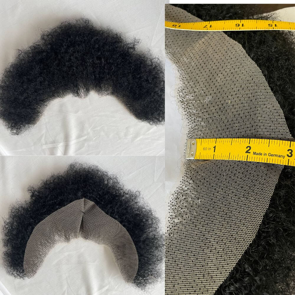Pwigs Human Hair Lace Afro Curl Face Beard Mustache For American Black Men Realistic Makeup Lace Base Replacement System - Image 6