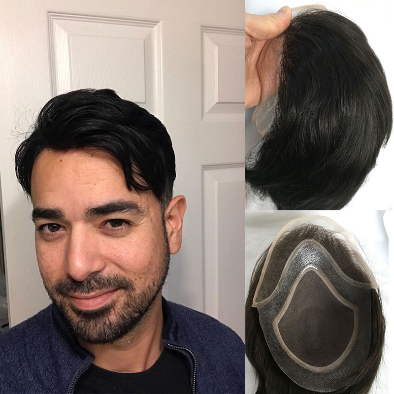 Men's Toupee 10"x8" Human Hair Thin Skin Hairpiece Hair Replacement Wigs Mono Lace Net Base for Men #21 Ash Blonde Color - Image 2