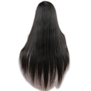 Glueless Full Lace Wig Silk Straight Brazilian Remy Human Hair Free Part Natural Hairline for Black Women Natural Color 24 inch - Image 5