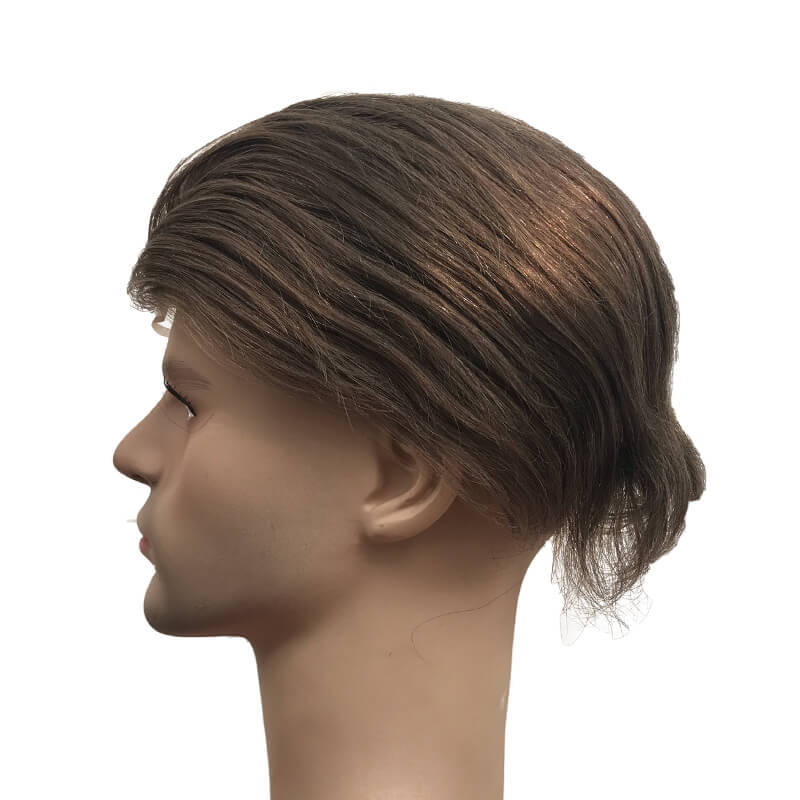 Men's Toupee 10x8 Human Hair 7# Brown Mens Toupee Thin Skin Around with Mono Lace with PU - Image 10