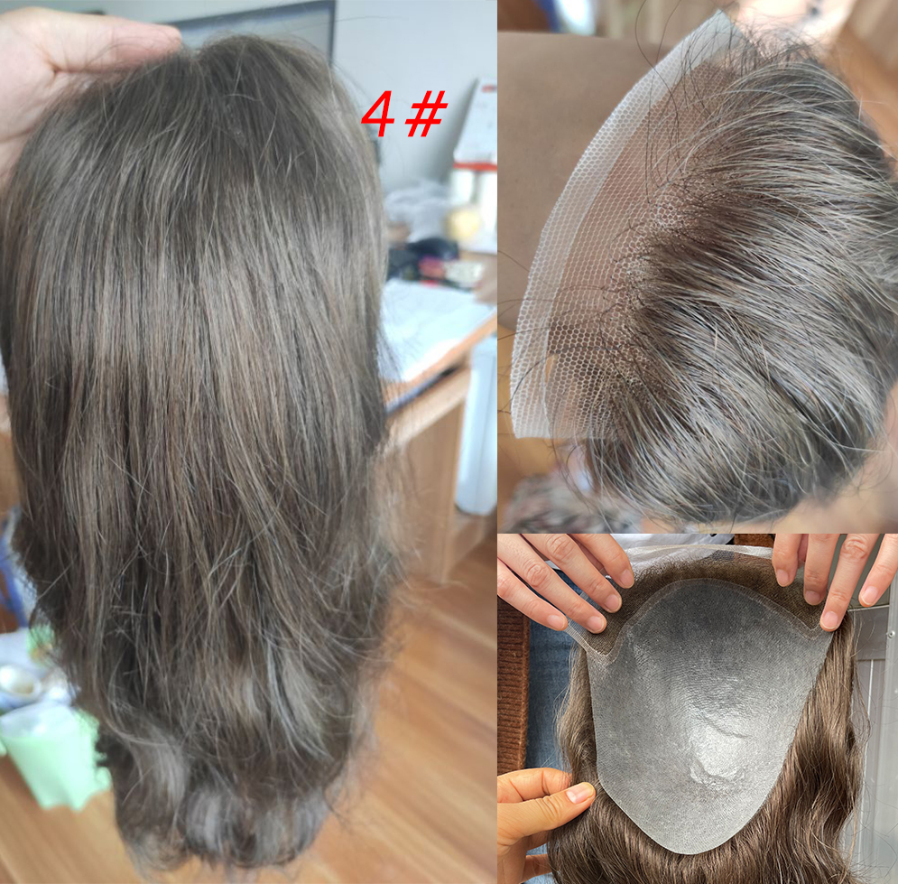 12" Long Toupee For Men 100% Virgin Human Hair Replacement System for Men 10"x8" Base Size Swiss Lace Front With PU Toupee Hair - Image 15