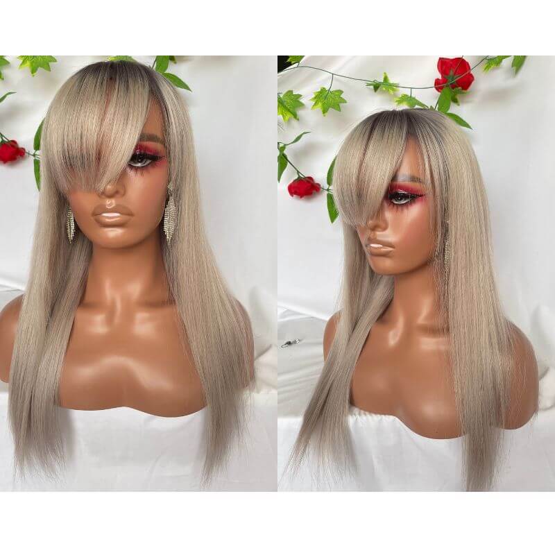 Ombre Grey Sliver Lace Front Wig Human Hair 150% Straight Grey Human Hair Wig Brazilian Ombre Remy Human Hair Wigs Silver Gray Lace Front Wig - Image 3