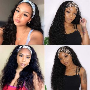 Headband Wig Deep Wave Human Hair Wigs for Black Women Glueless None Lace Front Wigs 150% Density Brazilian Human Hair Wigs Machine Made Headband Wigs - Image 8