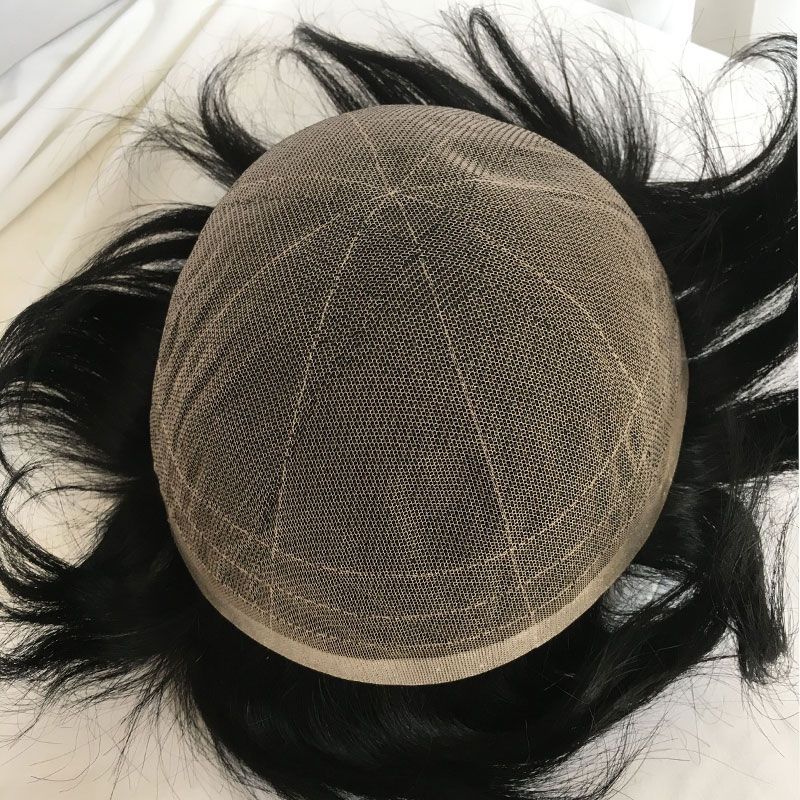 Swiss Full Lace Men's Toupee 1B Black Color 100%Remy Human Hair Toupee For Men 8*10Inch French Lace Mens Wigs Hair System Stock - Image 8