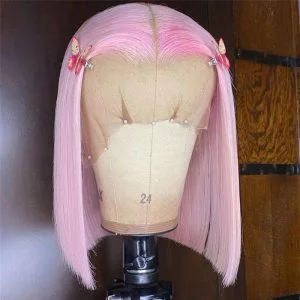 Alternative view of Straight Bob Lace Front Wig Pink Ombre Human Hair Wig Brazilian Remy Short Bob Lace Front Wigs For Women 150%