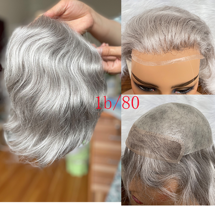 Toupee for Men Human Hair Men's Thin Skin Hair system with French Lace Hair Line Front 8x10 Inches Men Wigs Touppe For Black Men 22# color - Image 28