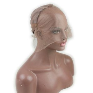 Alternative view of Full Lace Wig Cap for Making Wigs Swiss and French Lace Hair Net with ear to ear Stretch Medium Brown Color for Wig Making (Full Lace Cap with Adjusta