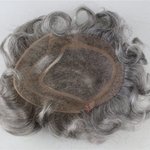 Men's Toupee 10×8 inch 1B Mix 80% Grey Hair Thin Skin Hairpiece Hair Replacement System Monofilament Net Base for Men - Image 4