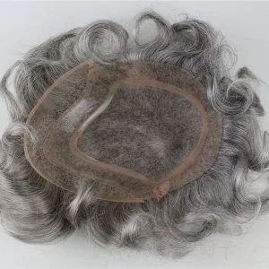 Men's Toupee 10×8 inch 1B Mix 80% Grey Hair Thin Skin Hairpiece Hair Replacement System Monofilament Net Base for Men - Image 4