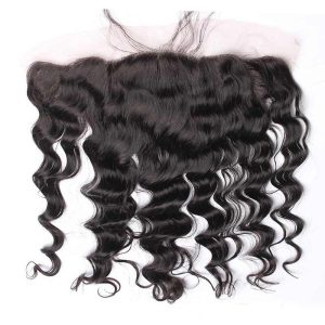 Ear To Ear Lace Frontal Closure Loose Wave Hairstyles Brazalian Remy Hair 13x4i nchs Natural Color