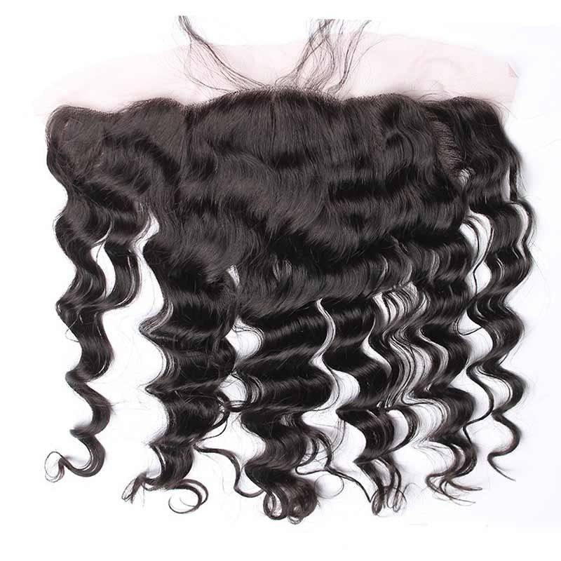 Ear To Ear Lace Frontal Closure Loose Wave Hairstyles Brazalian Remy Hair 13x4i nchs Natural Color