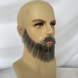 Fake Beard Swiss Lace Fake Beard And Moustache Real Human Hair Handmade Light Beard For Men Invisible Beards For Man Grey Color - Image 3