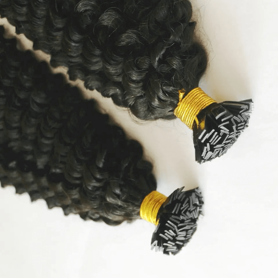 Indian K Tip Hair Extensions Human Hair Curly Flat K Tip Extensions Curly K Flat Tip Virgin Hair Keratin Flat Microlinks Raw Hair Extensions for Black Women - Image 4