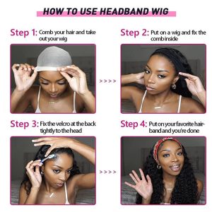 Headband Wig Human Hair Curly Headband Wig Glueless None Lace Front Wigs Machine Made Wigs,18 inch Virgin Human Hair Headbands wig for Black Women - Image 8