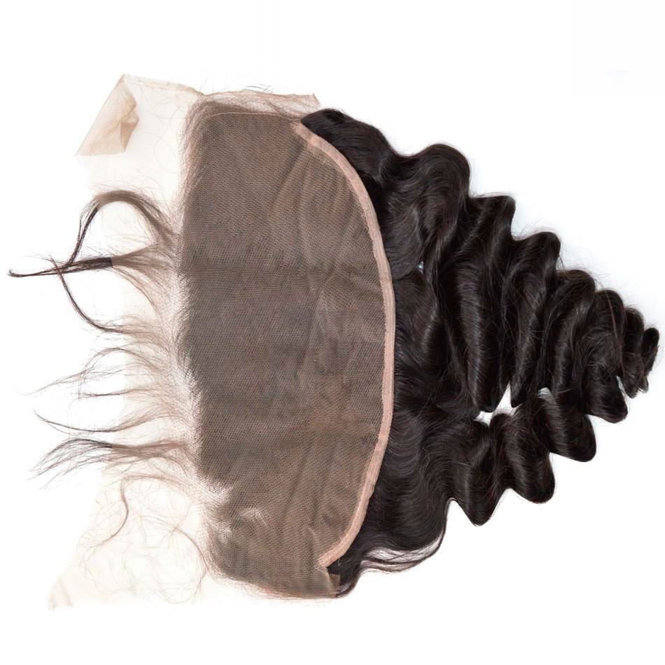 Ear To Ear Peruvian Lace Frontal Closure With Baby Hair 13X6 Loose Wave Natural Color Density 130% - Image 3