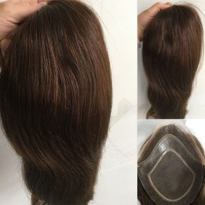 Long Human Hair Toupee for Men 12inch 10x8 Hairpieces Human Hair Mens Toupee Mono Net with PU around Natural Black Color Men Wigs - Image 3