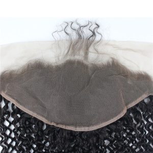 13x6 Lace Frontal Closure Kinky Curly Free Part Ear to Ear Mongolian Human Hair Lace Frontal Bleached Knots with Baby Hair Natural Color (20 inch) - Image 4