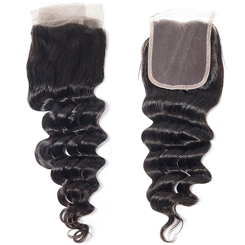 4x4 Middle Part Lace Closure Peruvian Remy Hair Loose Deep Wave Peruvian Remy Hair Deep Wave Lace Closure - Image 4