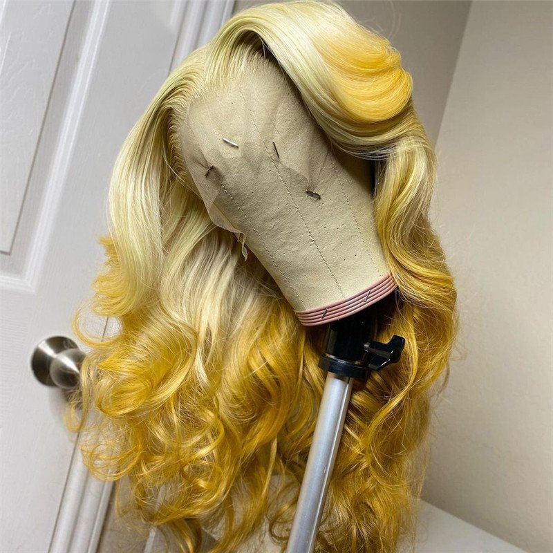 Blonde Yellow Lace Front Human Hair Wigs Body Wave 13x4 Lace Frontal Wig Long Wavy Colored Lace Front Wig 150% - Image 2
