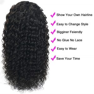 Headband Wigs Human Hair Deep Wave 16 Inch wigs Glueless Headband Wig Deep Wave None Lace Front Wigs Machine Made 150% Density Wigs Curly Hair - Image 4