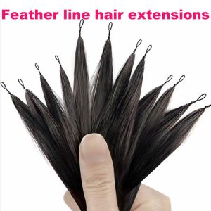 200pc/Lot Feather Line Hair Extensions 100% Human Hair Extensions Long Straight 18-24inch Feather Hair Extensions - Image 3