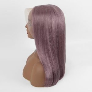 Ash Purple Straight Bob Cut Lace Wig Human Hair Wigs Brazilian Remy Pre Plucked Bob Wig Transparent Lace Wigs Glueless Colored Wigs - Image 7