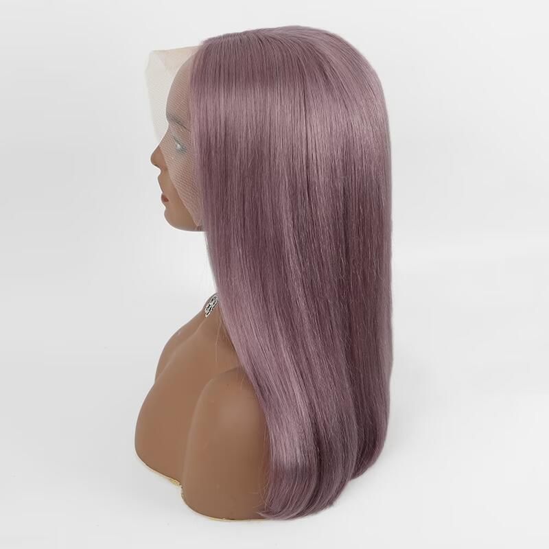 Ash Purple Straight Bob Cut Lace Wig Human Hair Wigs Brazilian Remy Pre Plucked Bob Wig Transparent Lace Wigs Glueless Colored Wigs - Image 7