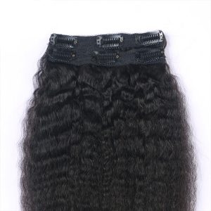 Kinky Straighy Human Hair Natural Color Clips in Hair Extension On Sale - Image 6