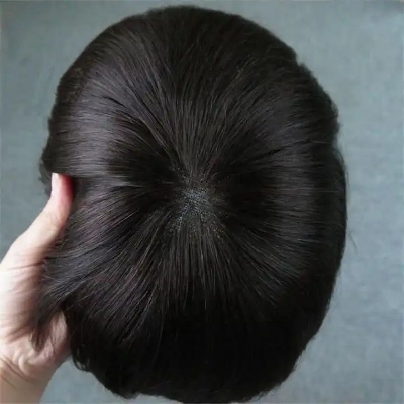 Customize Lace Front with PU on Back and Two Side Mens Toupee Cambodian Human Hair System 12A Hairpieces - Image 3