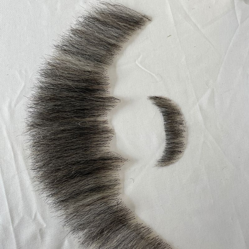 Fake Beard Swiss Lace Fake Beard And Moustache Real Human Hair Handmade Light Beard For Men Invisible Beards For Man Grey Color - Image 5