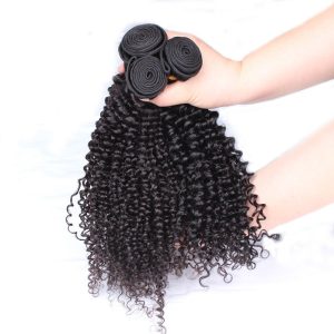 Natural Color Kinky Curly Hair Weaves Brazilian Human Hair Weaves 3 Bundles - Image 3