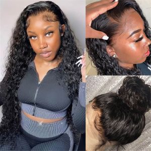 Alternative view of Water Wave 13*4 Lace Frontal Wigs Human Hair Pre Plucked Real Hd Lace Wig 150% Density