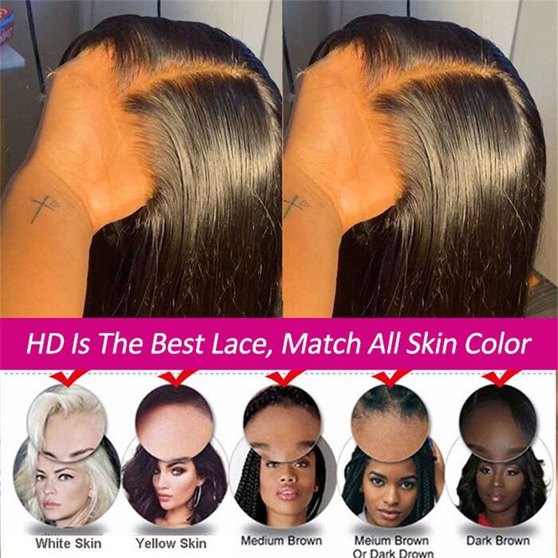 5*5 Hd Lace Closure Wigs Straight Virgin Human Hair Wig Pre Plucked For African American For Sale - Image 5