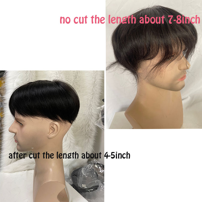 Pwigs Toupee For Men Silk Base Toupee Real Human Hair Replacement System For Men Hair pieces Natural Hairline Clip in Crown 1B Color - Image 6