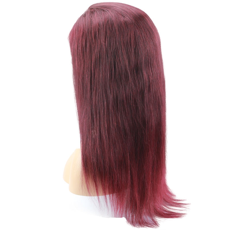 99j Ombre Color Straight Human Hair Brazilian Human Hair with Baby Hair Lace Wig for Black Women - Image 4