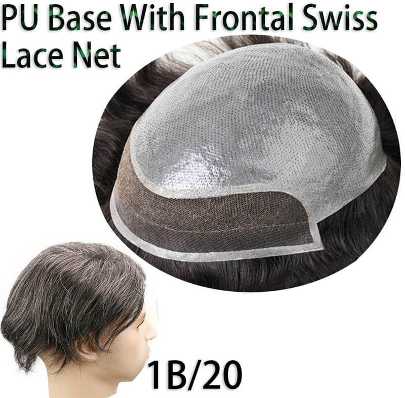 PU Skin Toupee for Men With Franch Lace Frontal 10x8inch Hair Replacement for Men's Hairpiece Human Hair Men Toupee - Image 4
