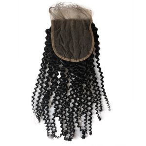 Transparent HD Swiss Thinner lace Kinky Curly Lace Top Closure Natural Baby Hair Bleached Knots Brazilian Human Hair Lace Size 5x5