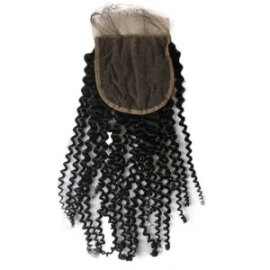 Transparent HD Swiss Thinner lace Kinky Curly Lace Top Closure Natural Baby Hair Bleached Knots Brazilian Human Hair Lace Size 5x5